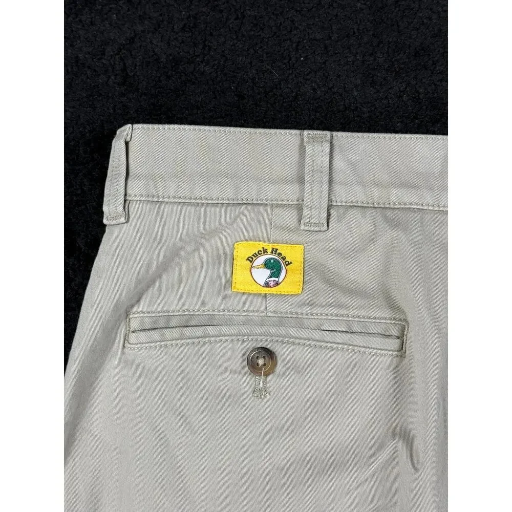 Duck Head Pants Mens 32x32 Khaki Chino Hiking Tan Cotton Causal Outdoor Stretch